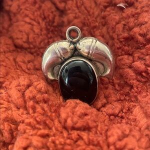 Vintage black onyx sterling silver ring size 8.75